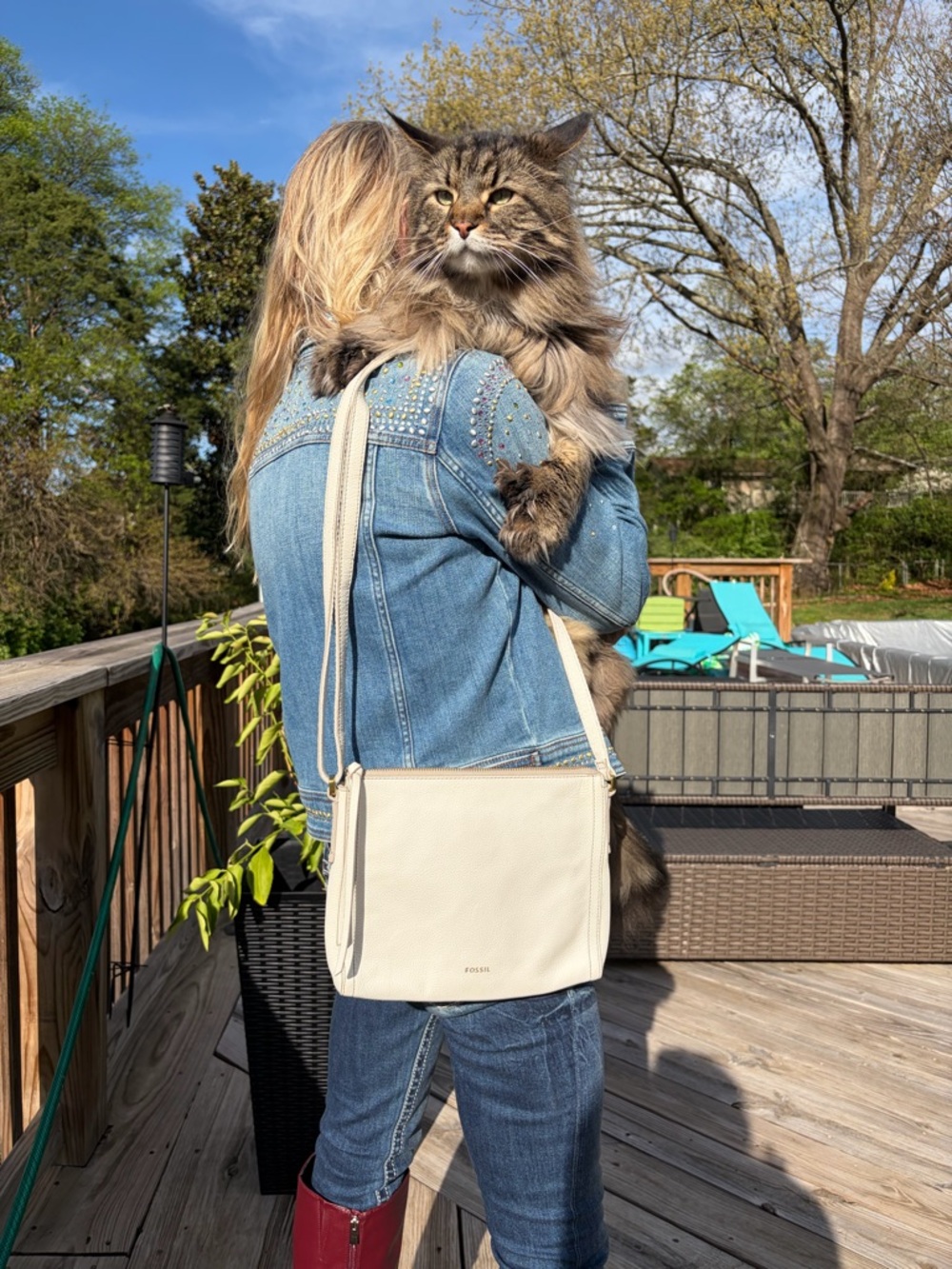 Fossil Cream/White Crossbody Leather Bag